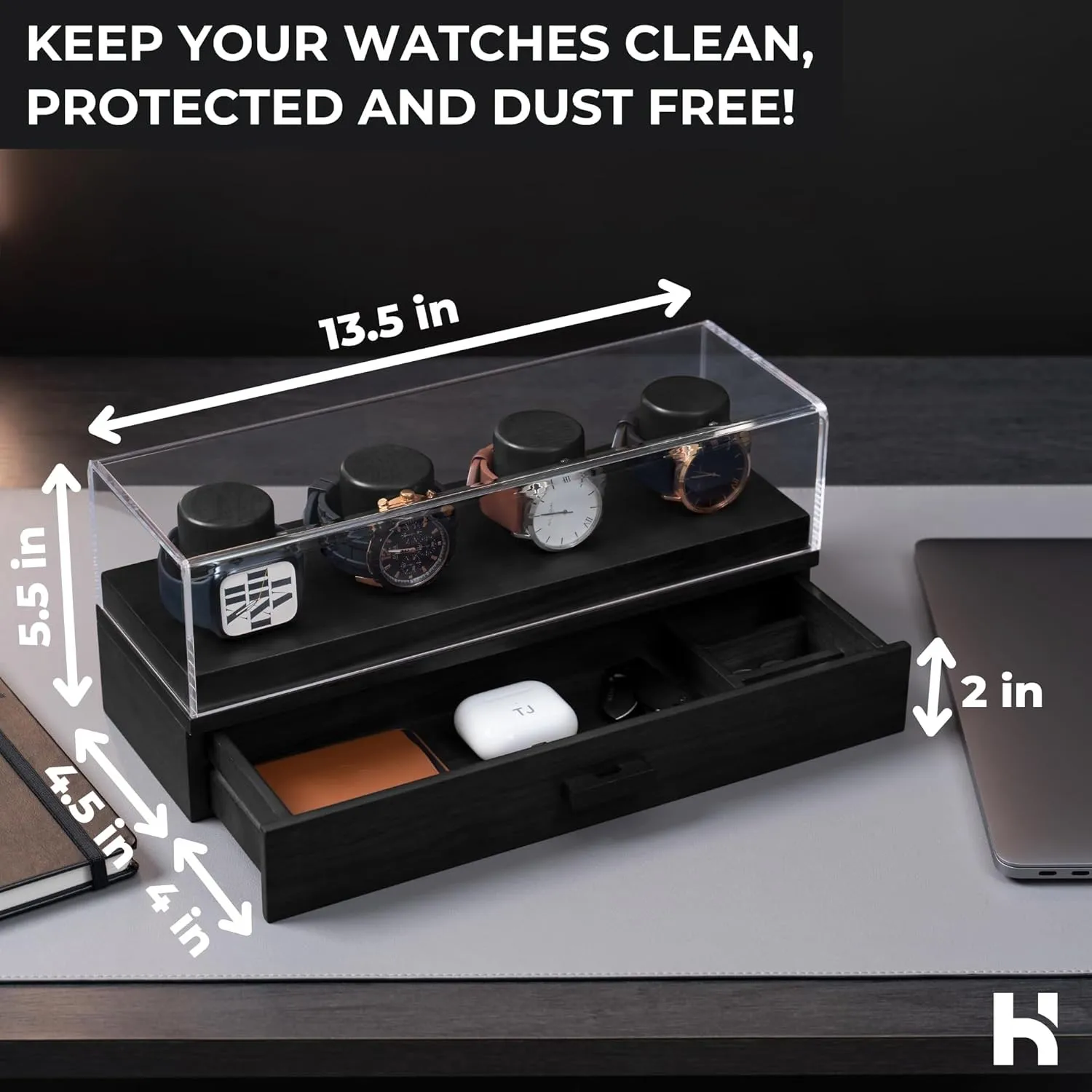 Elevate Your Watch Collection With The Watch Deck Black Color Black Size Box