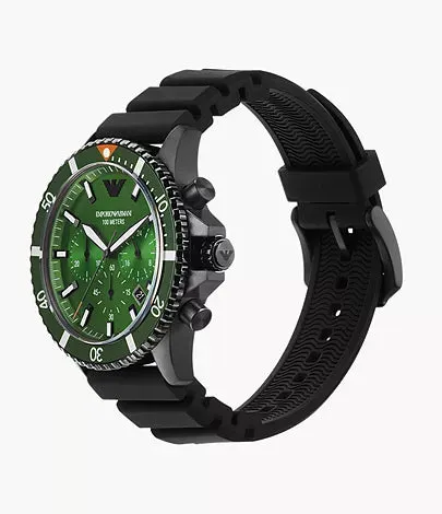 Emporio Armani Chronograph Black Silicone Men's Watch AR11463