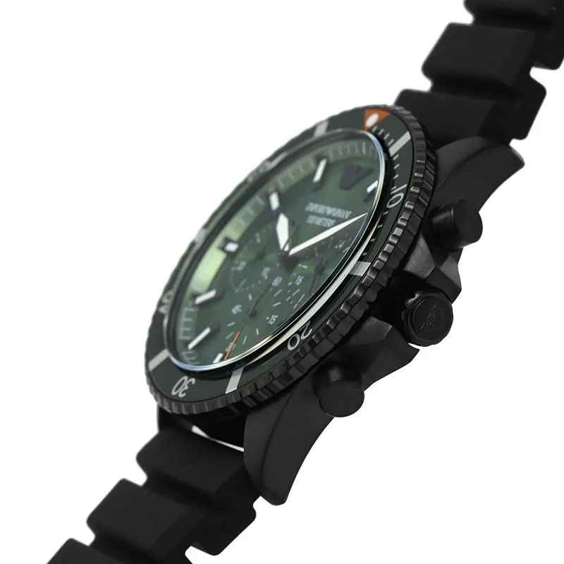 Emporio Armani Chronograph Black Silicone Men's Watch AR11463