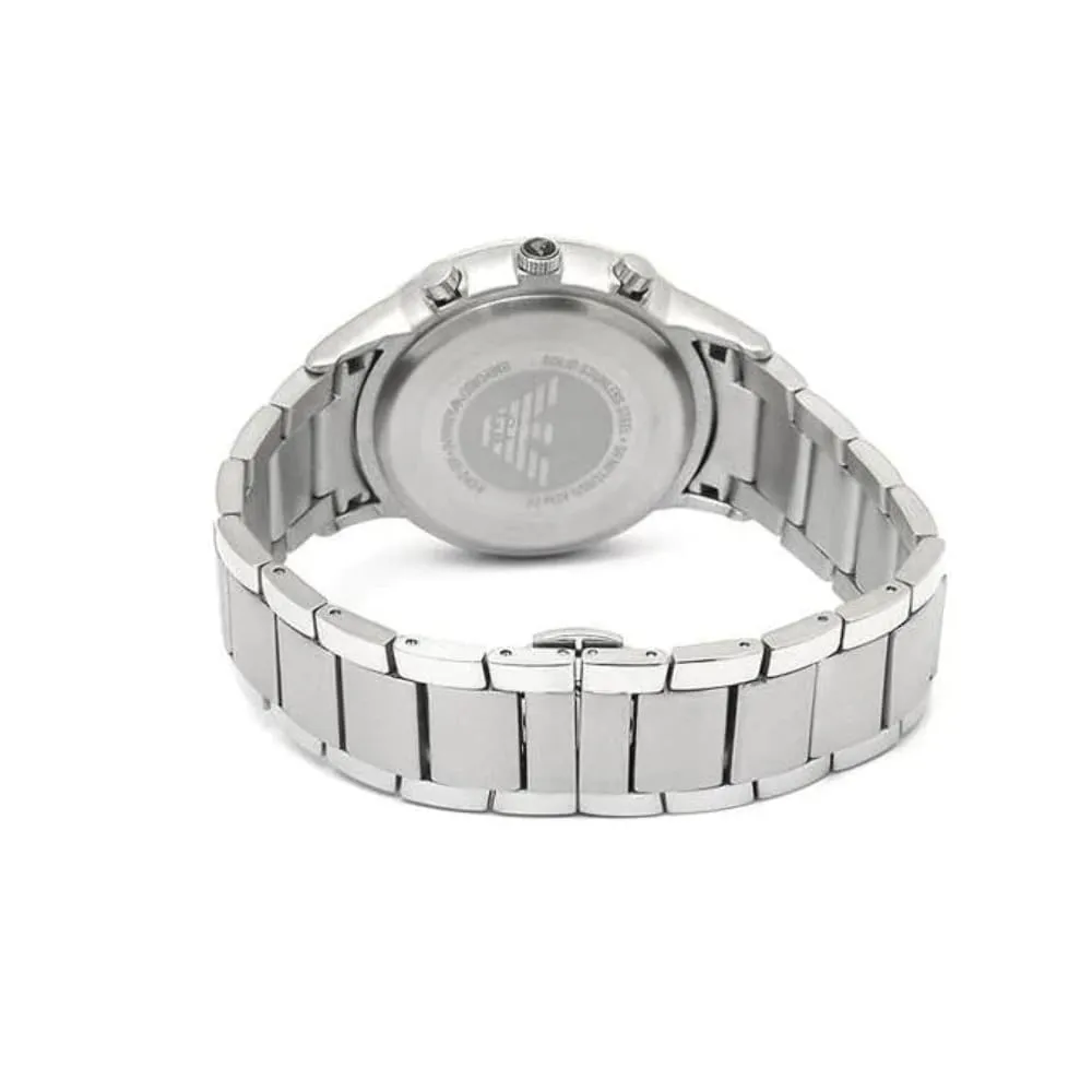 EMPORIO ARMANI Mens Chronograph Stainless Steel Watch (Black_Free Size)