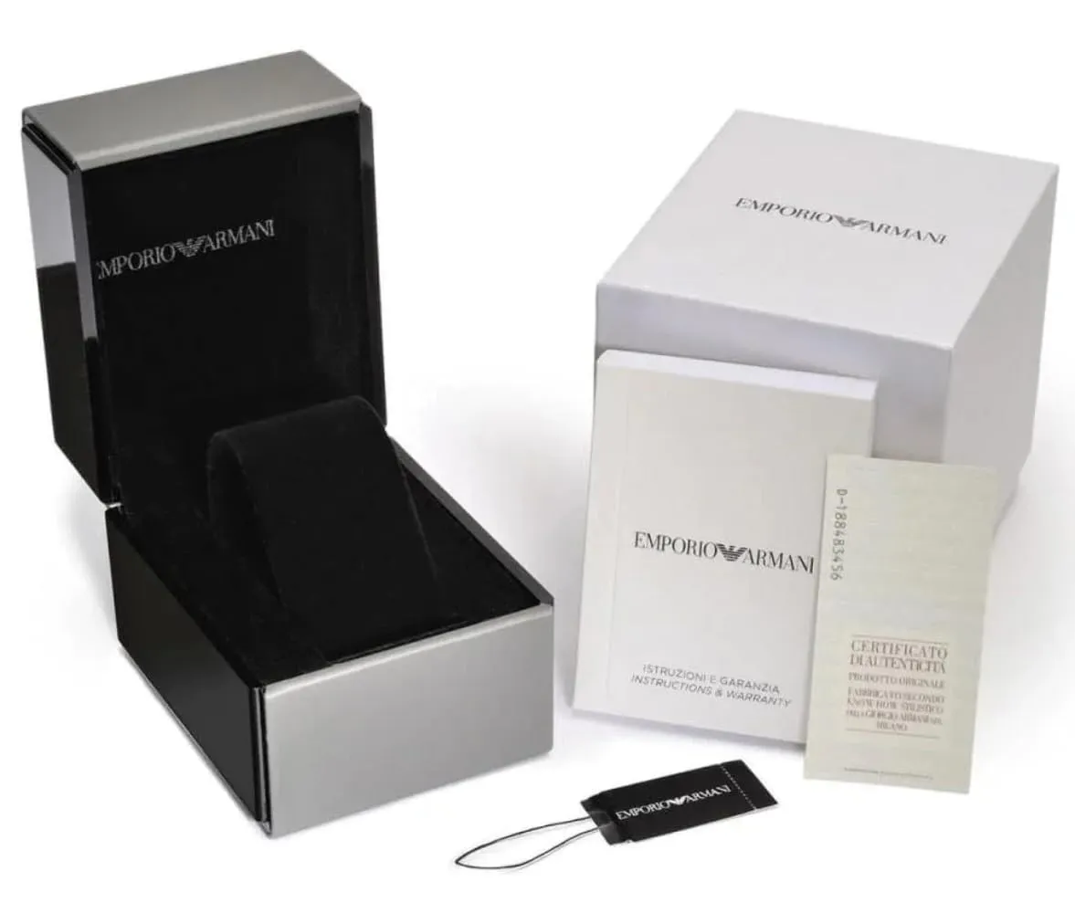 EMPORIO ARMANI Mens Chronograph Stainless Steel Watch (Black_Free Size)