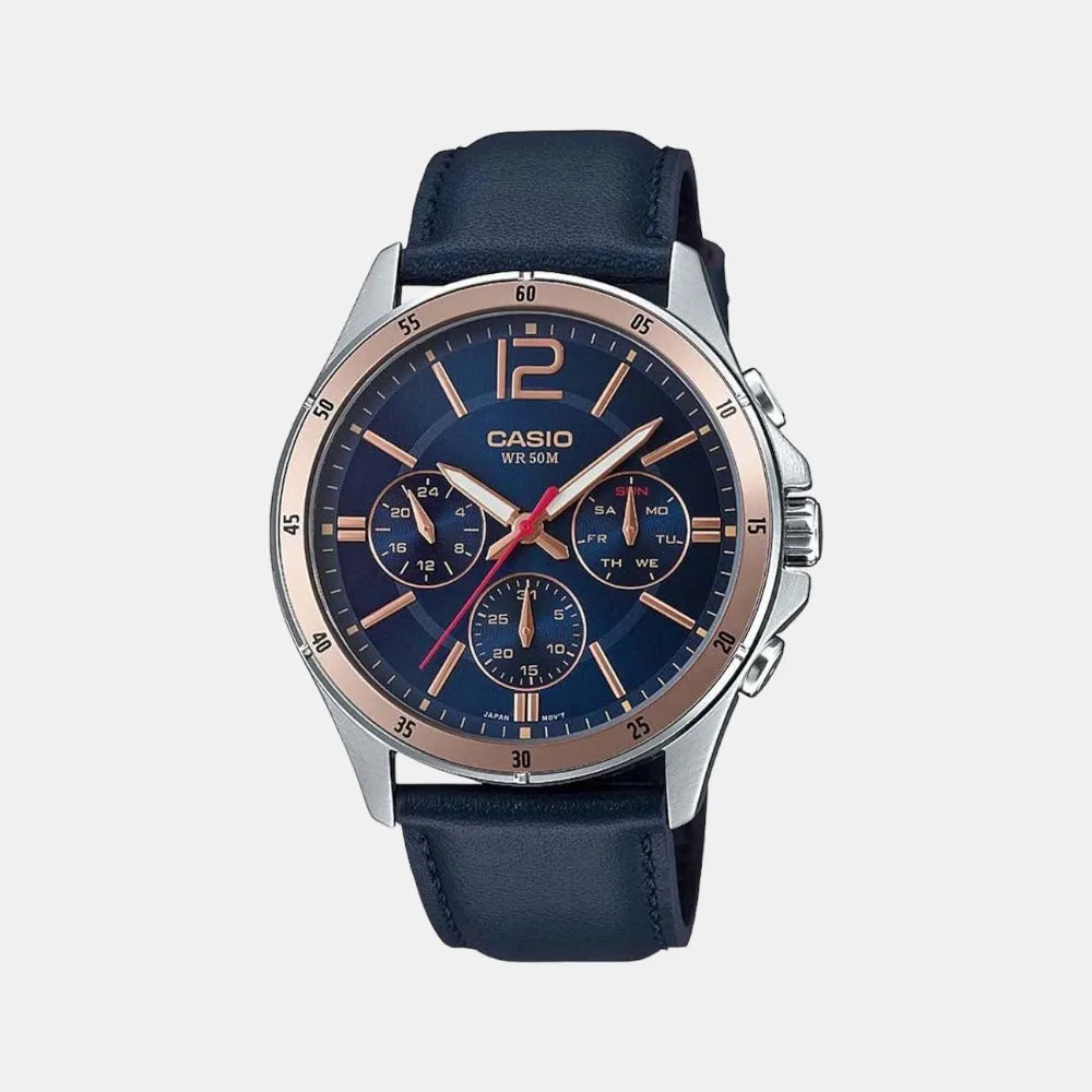Enticer Men's Chronograph Leather Watch A1889 - MTP-1374HL-2AVIF