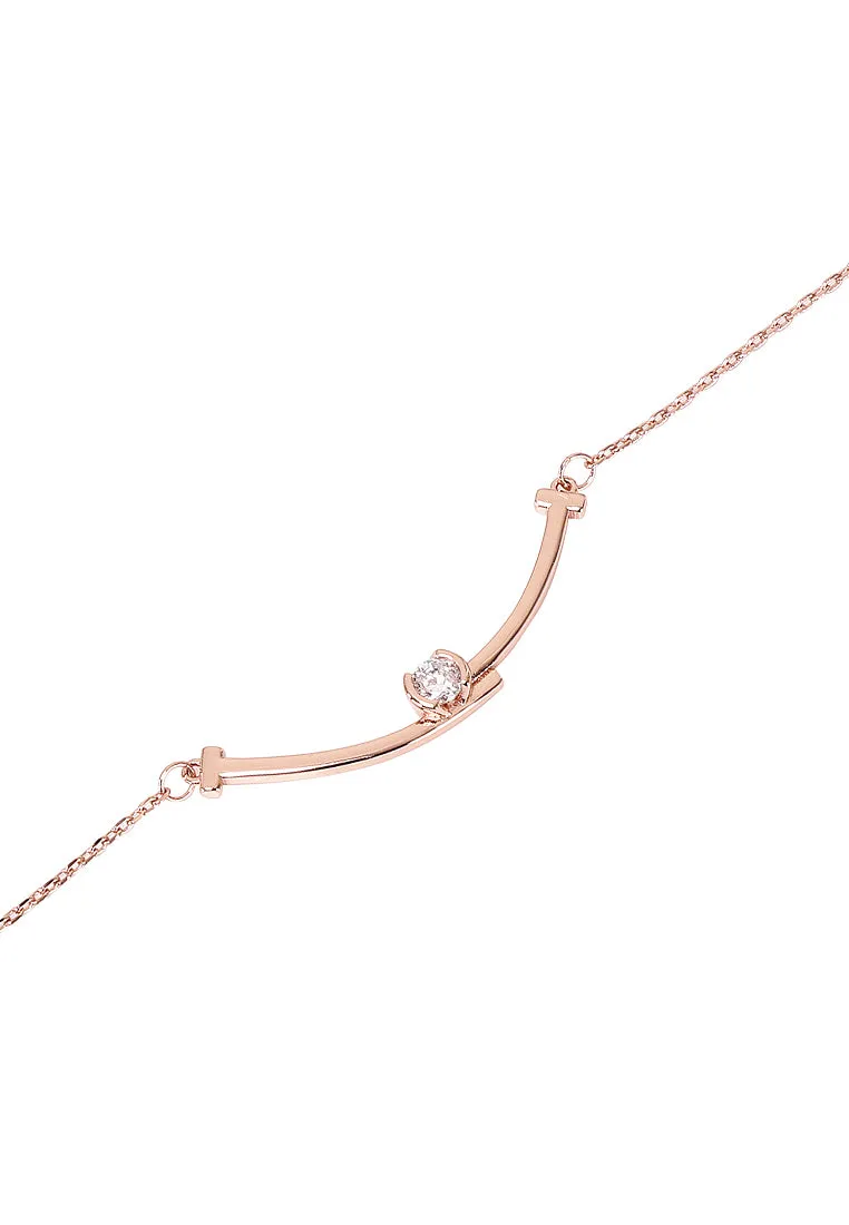 Fae Rose Gold Leather Analog Watches with Necklace Set (Pink)
