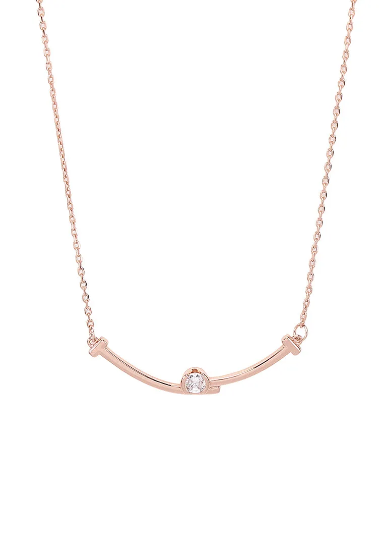 Fae Rose Gold Leather Analog Watches with Necklace Set (Pink)