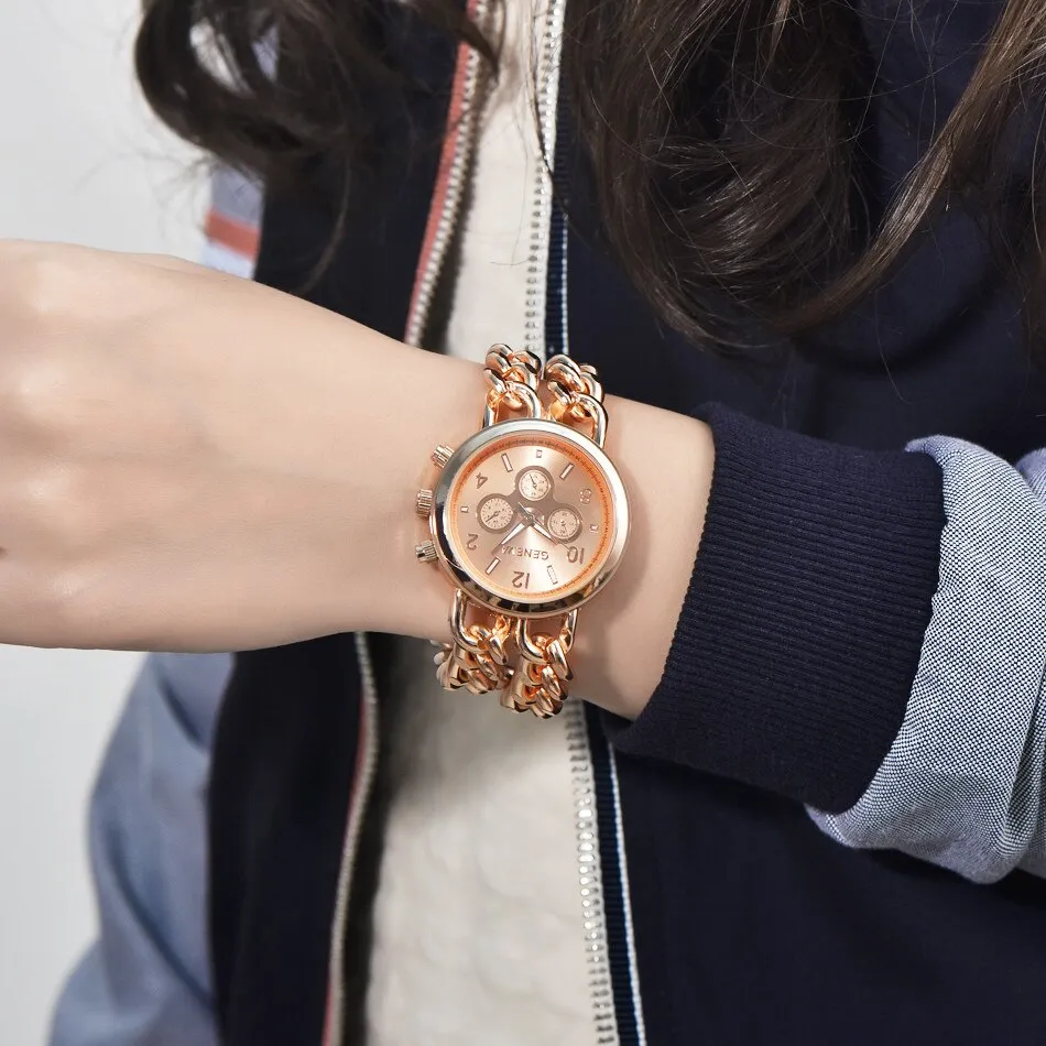 Fashion Bracelet Steel Watch Men Gold Stainless Steel Quartz Wristwatch