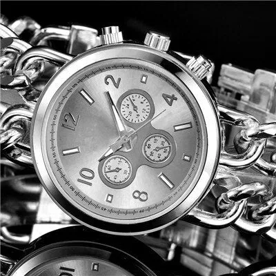 Fashion Bracelet Steel Watch Men Gold Stainless Steel Quartz Wristwatch