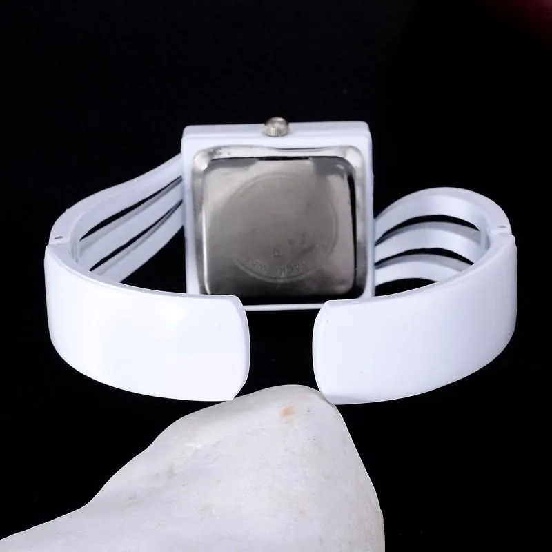 Fashion Full Steel Square Shaped Bracelet Quartz Watch for Women