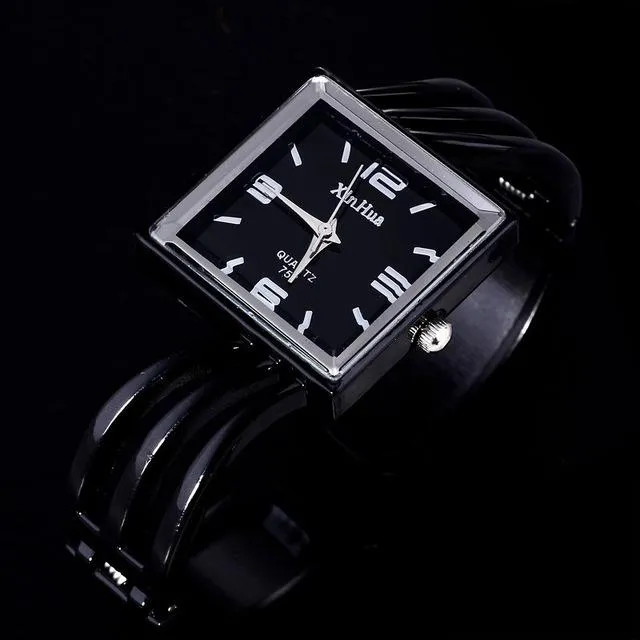 Fashion Full Steel Square Shaped Bracelet Quartz Watch for Women