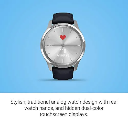 Garmin Vivomove Luxe Silver Navy Leather Silver Watch