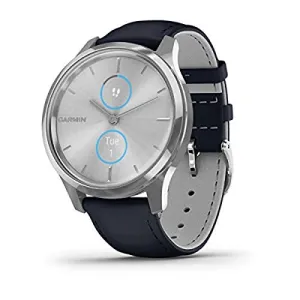 Garmin Vivomove Luxe Silver Navy Leather Silver Watch