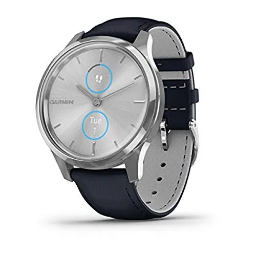 Garmin Vivomove Luxe Silver Navy Leather Silver Watch