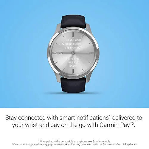 Garmin Vivomove Luxe Silver Navy Leather Silver Watch