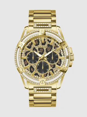 Gold King Animal Print Dial Link Watch