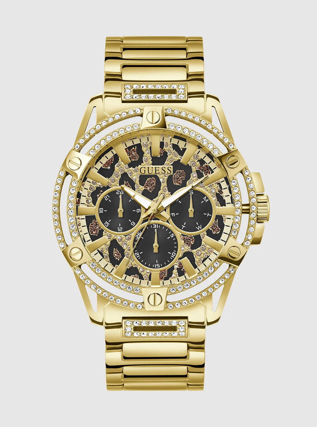 Gold King Animal Print Dial Link Watch