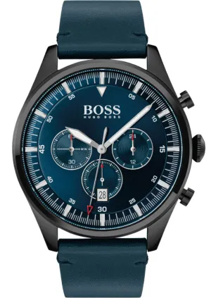 Hugo Boss Pioneer Blue Leather Strap Men's Watch 1513711
