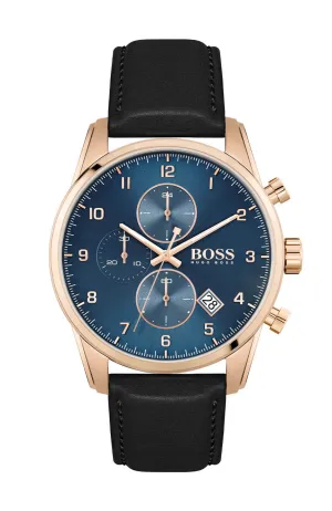 Hugo Boss Skymaster Blue Dial Leather Strap Men's Watch 1513783