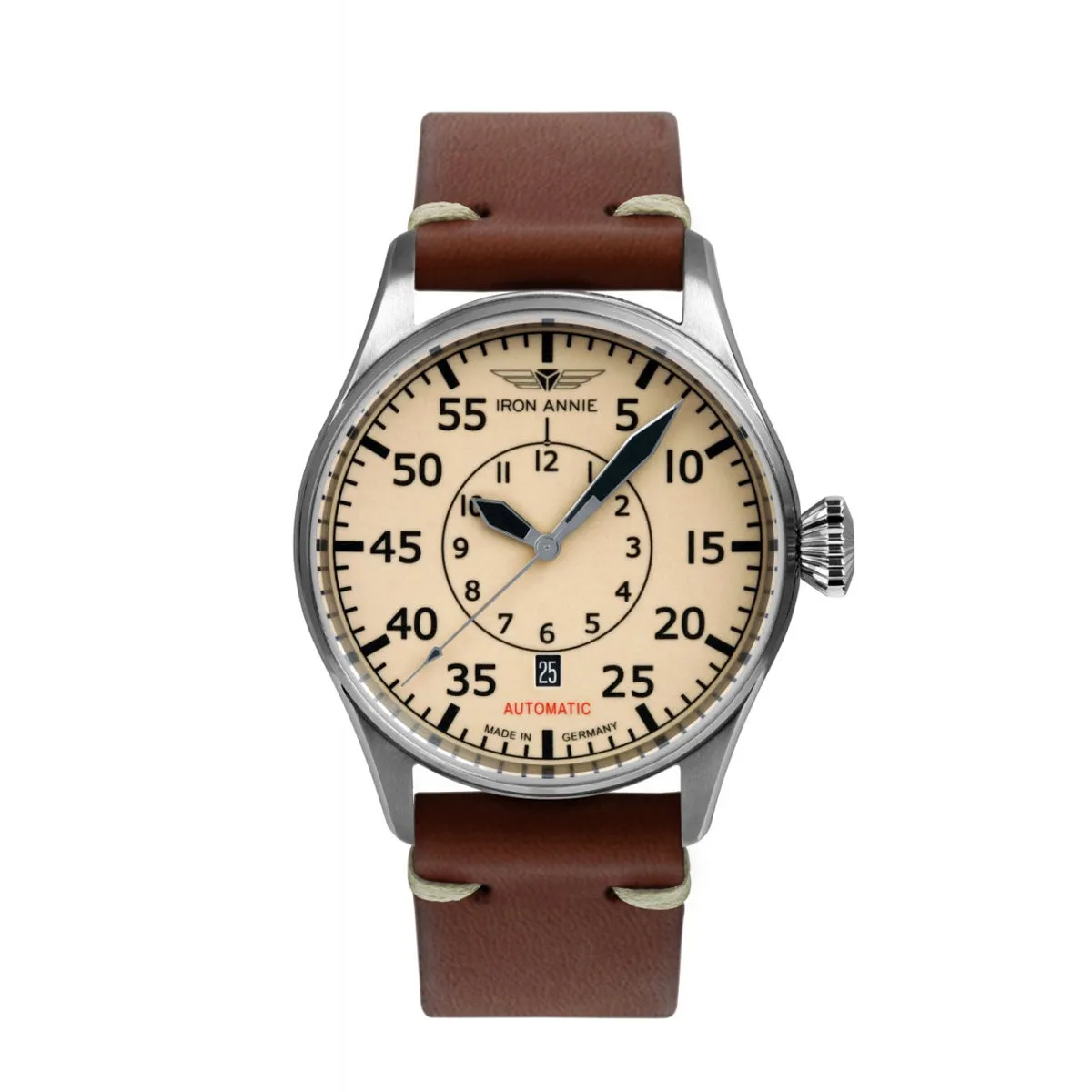 IRON ANNIE AUTOMATIC WATCH WITH DATE AND LEATHER STRAP 5156-5