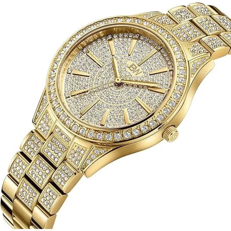 JBW Cristal 34 0.12 ctw Diamond 18k Gold-Plated Stainless-Steel Women's Watch - J6383A
