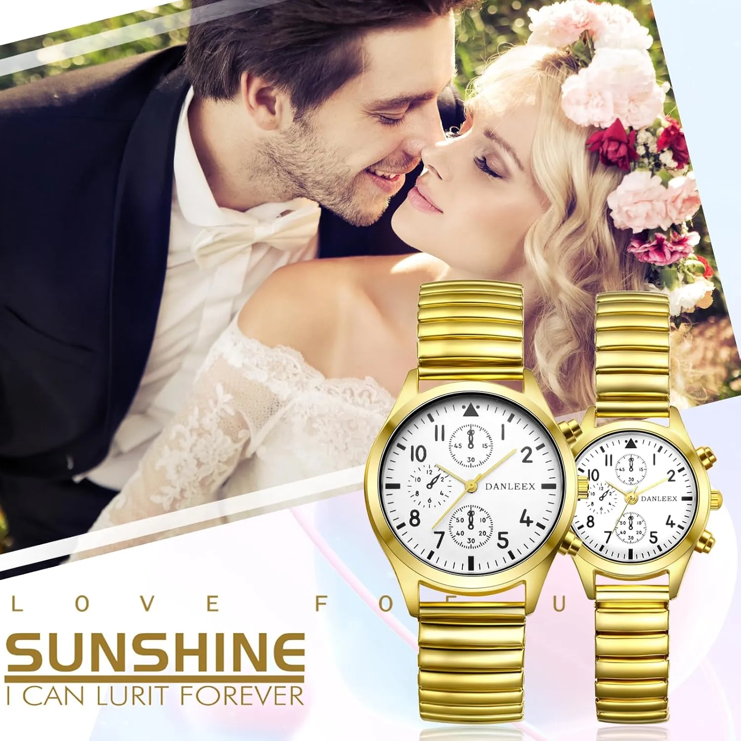 JewelryWe Mens Ultra Thin Easy Reader Watch with Elastic Strap Golden/Silver Watch