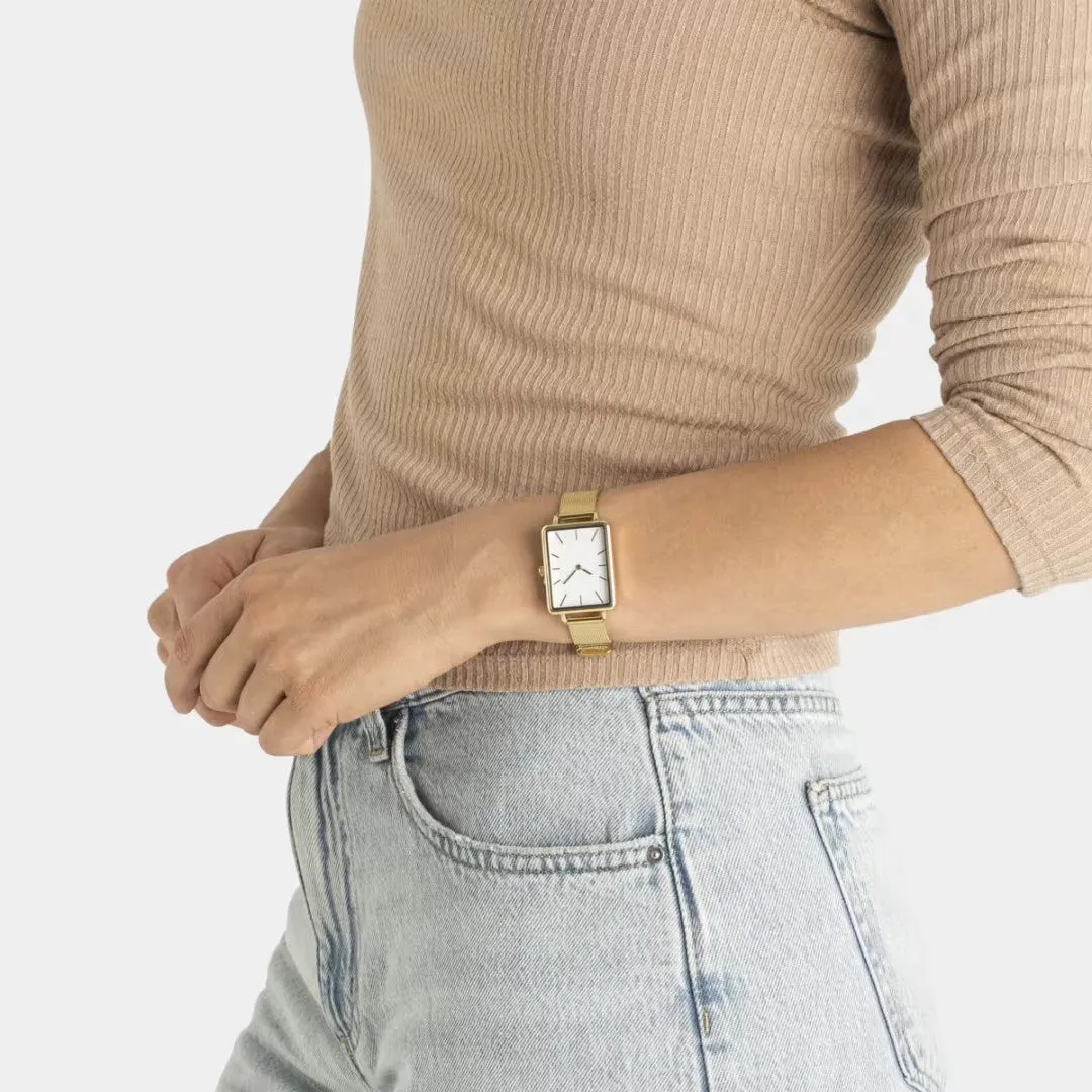 Kmart Womens Rectangle Watch - Gold Look