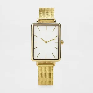 Kmart Womens Rectangle Watch - Gold Look