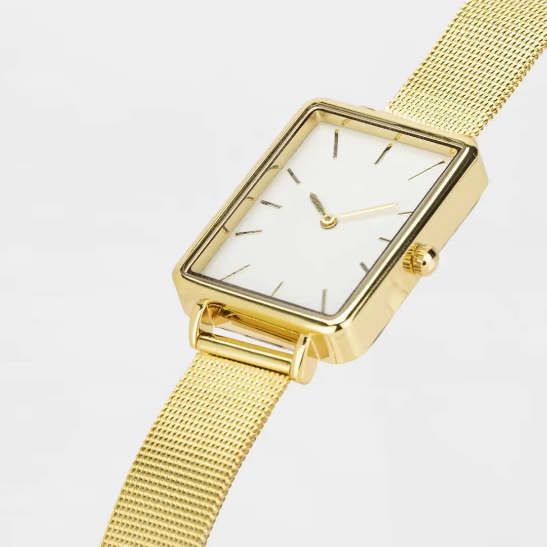 Kmart Womens Rectangle Watch - Gold Look