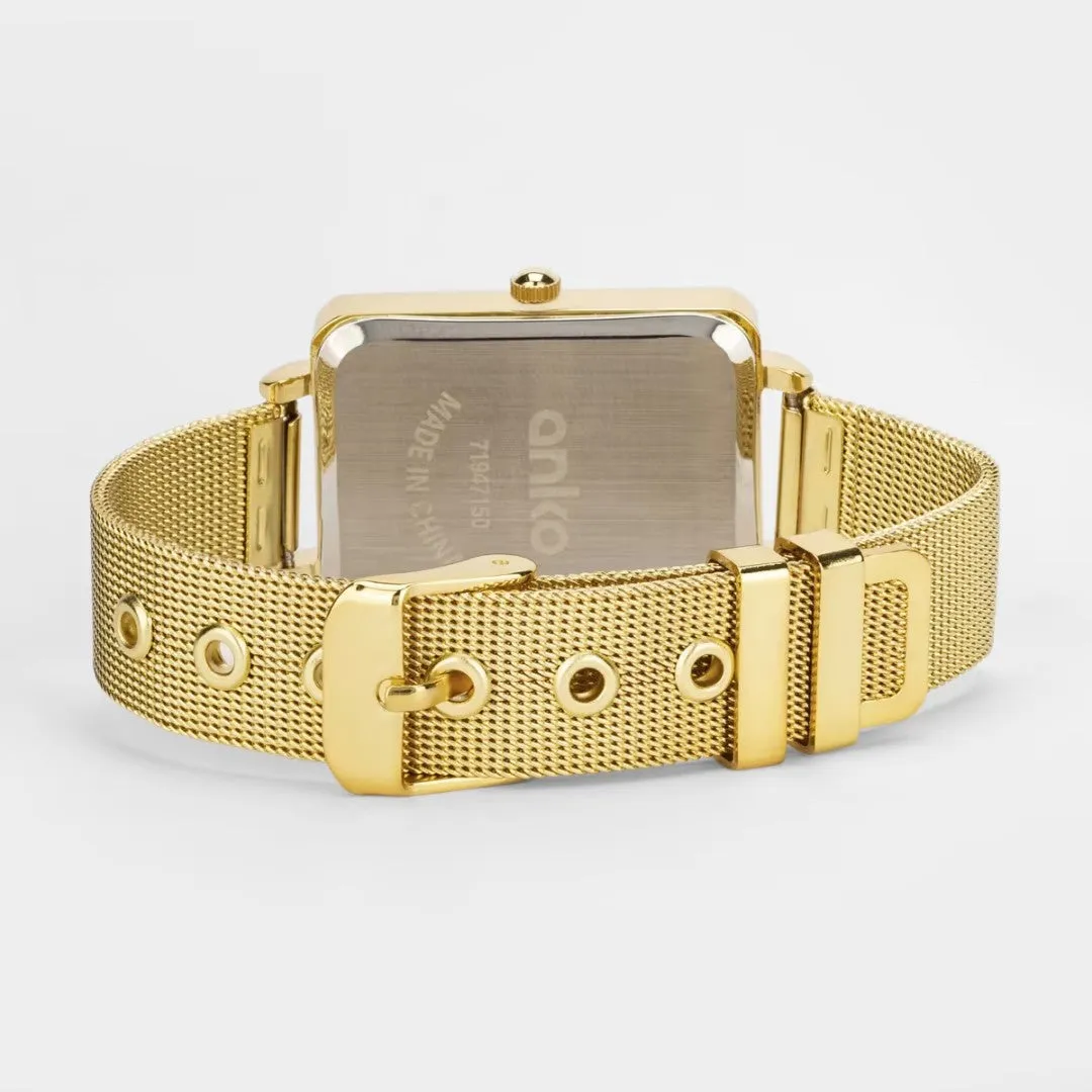 Kmart Womens Rectangle Watch - Gold Look