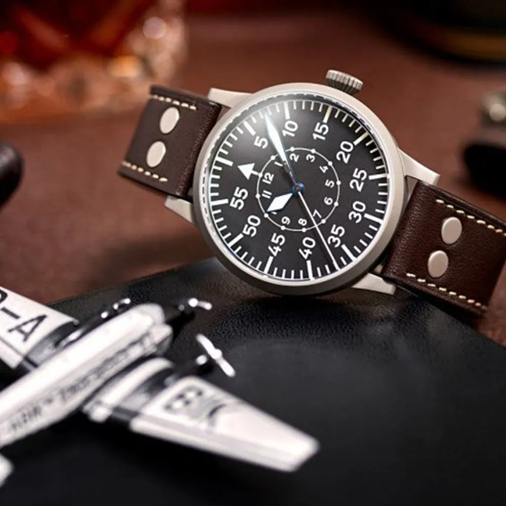 LACO PILOT WATCH ORIGINAL LEIPZIG 42 MM HANDWINDING