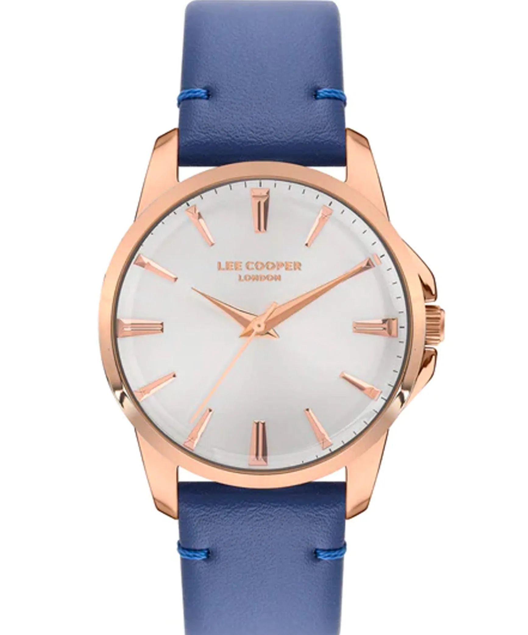 Lee Cooper  Women's Analog Watch, Silver Dial, Blue Leather Strap, LC07419.439