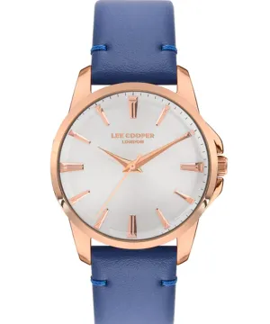 Lee Cooper  Women's Analog Watch, Silver Dial, Blue Leather Strap, LC07419.439
