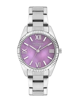 Lee Cooper Women's Watch Analog, Purple Dial Silver Stainless Steel Band , LC07868.380