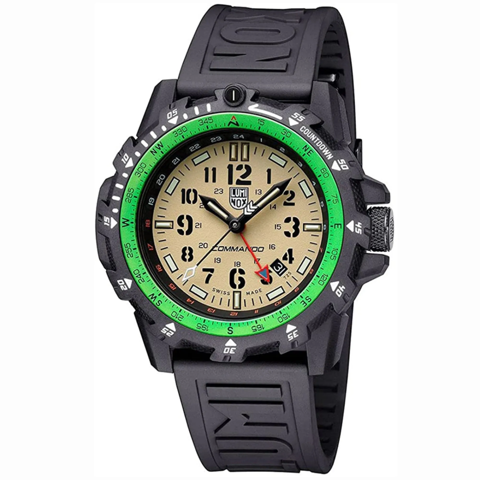 Luminox Mens Cream Dial Black Band Silicone Quartz Watch - XL.3321