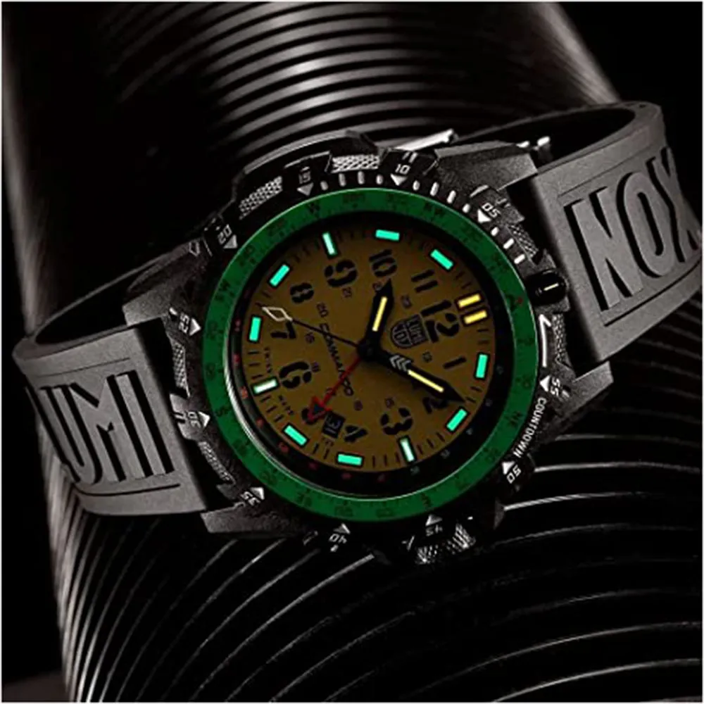 Luminox Mens Cream Dial Black Band Silicone Quartz Watch - XL.3321