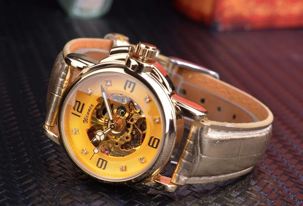 Luxury Ladies Diamond Display White Skeleton Transparent Case Watches