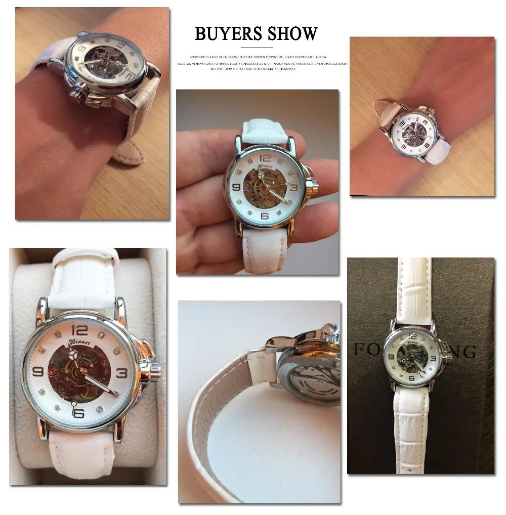 Luxury Ladies Diamond Display White Skeleton Transparent Case Watches