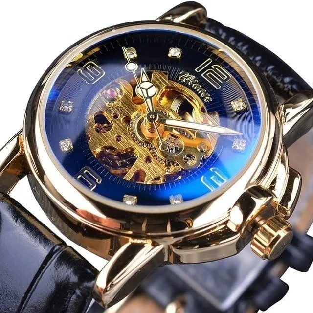 Luxury Ladies Diamond Display White Skeleton Transparent Case Watches