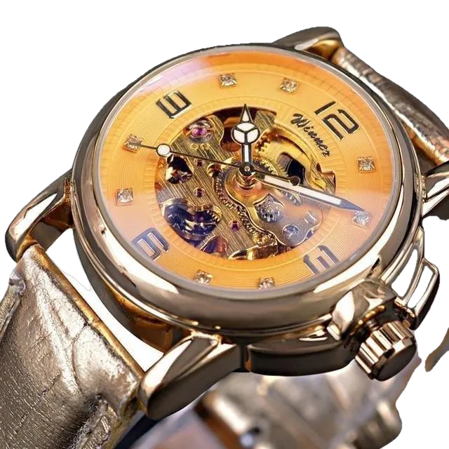 Luxury Ladies Diamond Display White Skeleton Transparent Case Watches