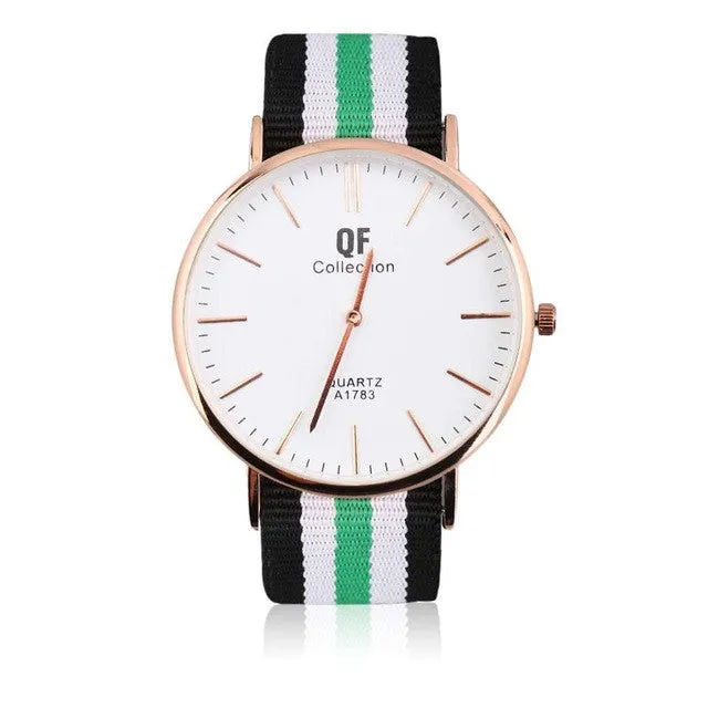 Luxury Watches Men Women Fashion Casual Ultra Thin Large Dial Quartz Wristwatches Nylon Striped Strap Band Watch relogio