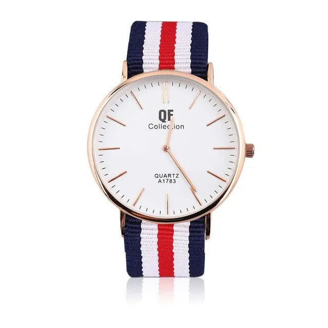 Luxury Watches Men Women Fashion Casual Ultra Thin Large Dial Quartz Wristwatches Nylon Striped Strap Band Watch relogio