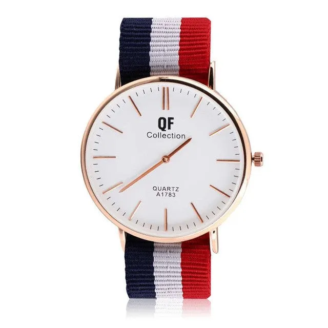 Luxury Watches Men Women Fashion Casual Ultra Thin Large Dial Quartz Wristwatches Nylon Striped Strap Band Watch relogio