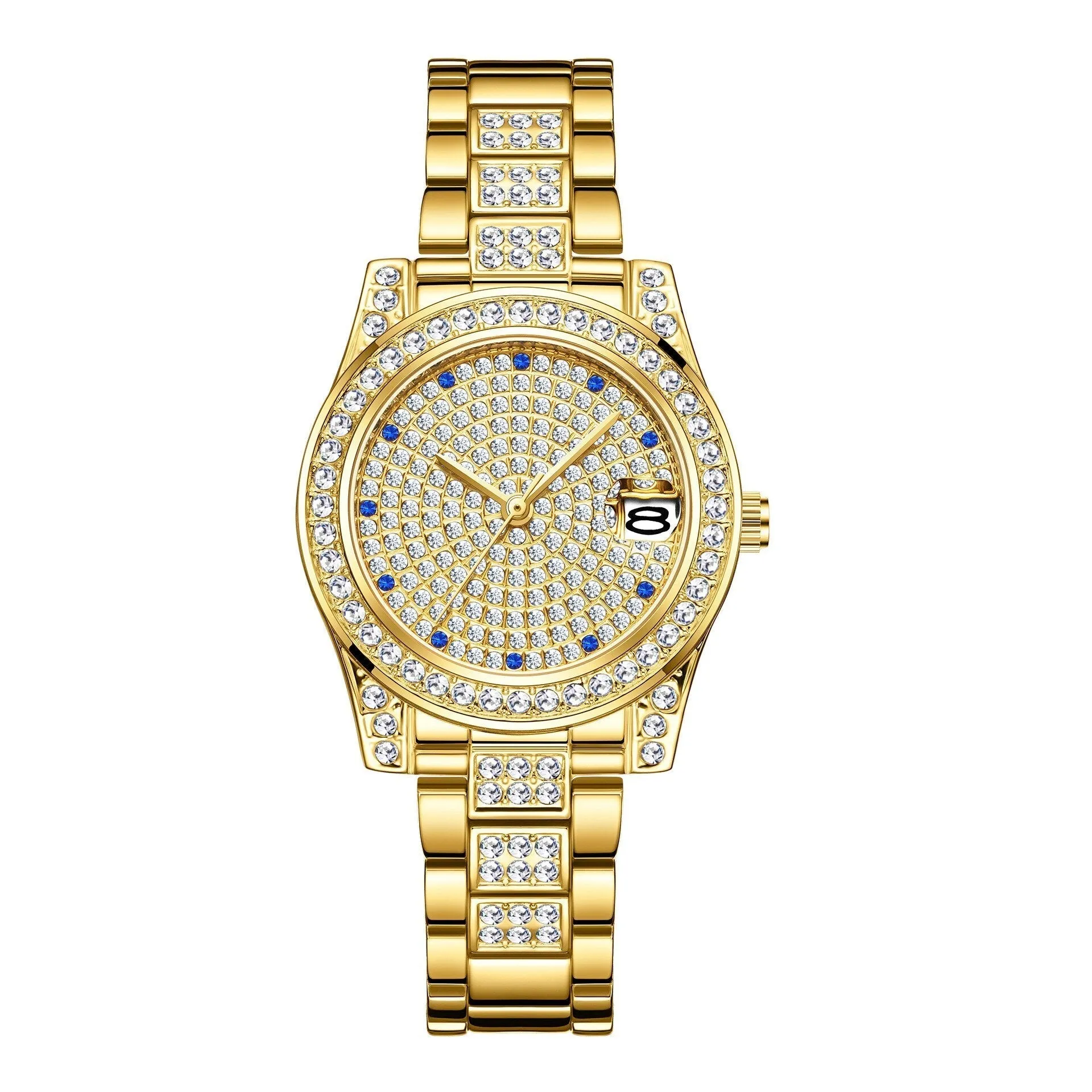 Luxury Women's Crystal Diamonds Decor Stainless Steel Dress Wristwatch