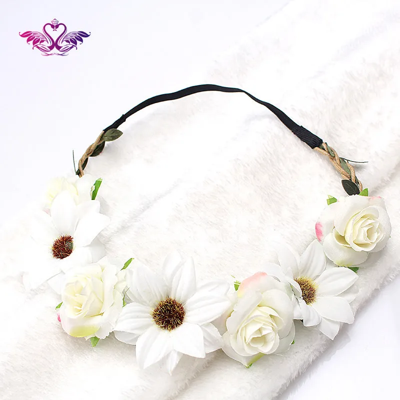 M MISM Women Charm Flower Tiara Wedding Floral Headband Hair Accessories Bridal Garland Princess Wreath Girls Crown Headdress