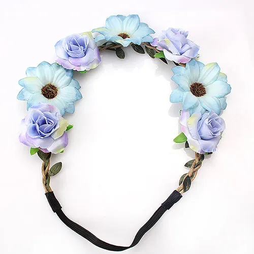 M MISM Women Charm Flower Tiara Wedding Floral Headband Hair Accessories Bridal Garland Princess Wreath Girls Crown Headdress