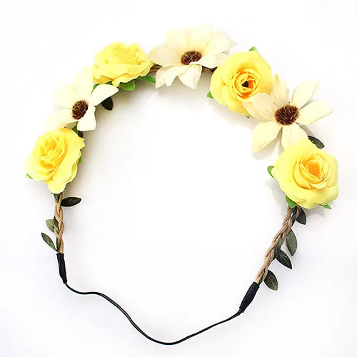 M MISM Women Charm Flower Tiara Wedding Floral Headband Hair Accessories Bridal Garland Princess Wreath Girls Crown Headdress