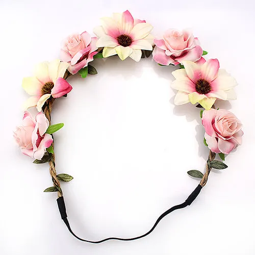 M MISM Women Charm Flower Tiara Wedding Floral Headband Hair Accessories Bridal Garland Princess Wreath Girls Crown Headdress