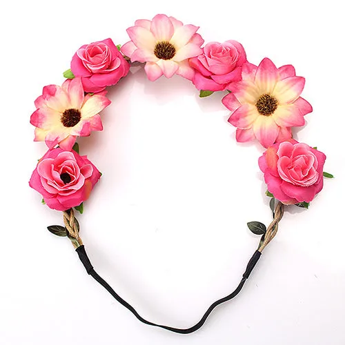 M MISM Women Charm Flower Tiara Wedding Floral Headband Hair Accessories Bridal Garland Princess Wreath Girls Crown Headdress