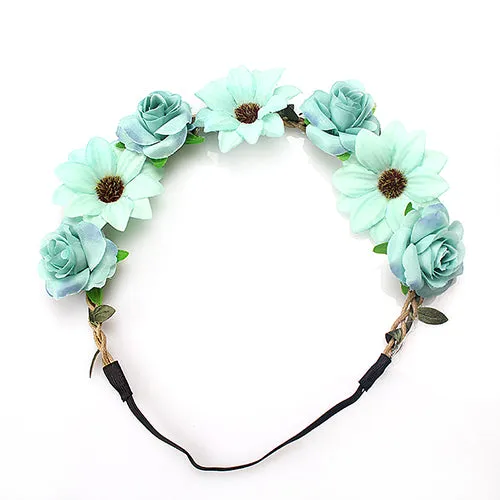M MISM Women Charm Flower Tiara Wedding Floral Headband Hair Accessories Bridal Garland Princess Wreath Girls Crown Headdress