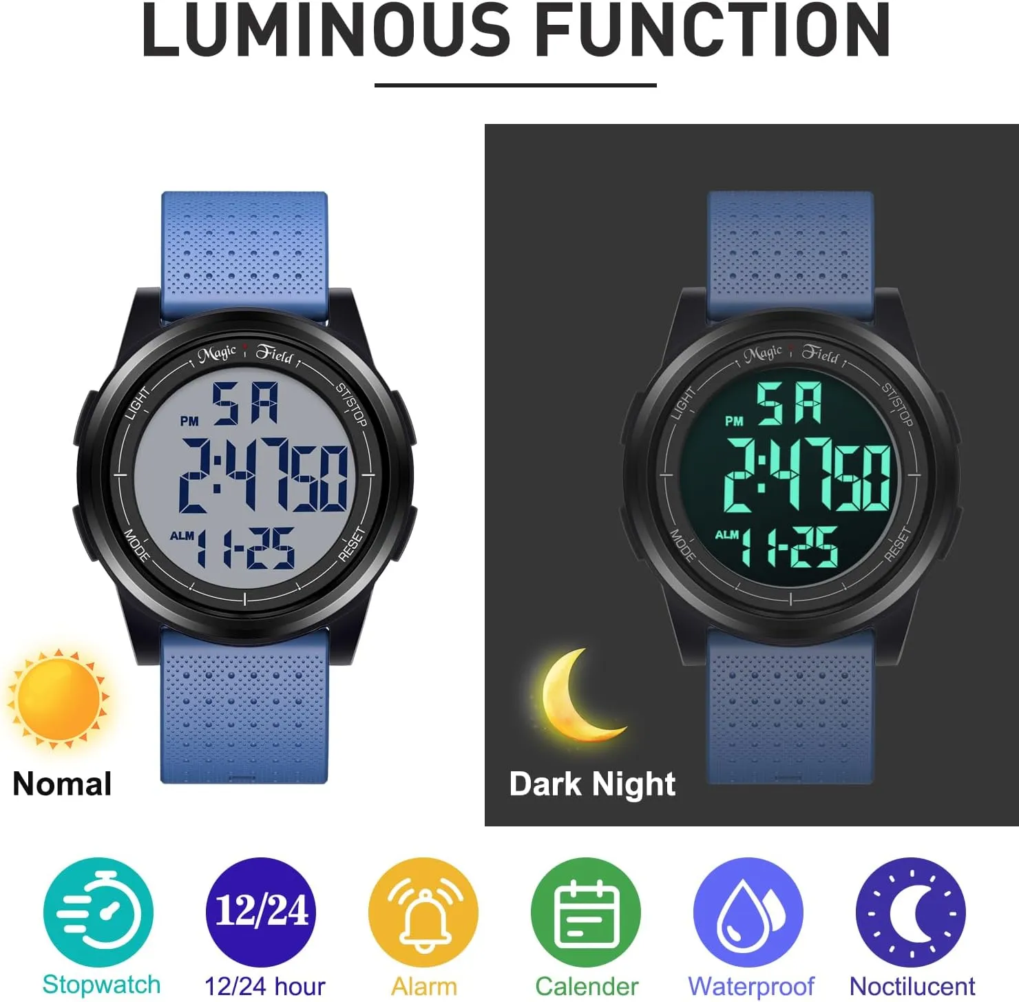 ManChDa Digital Watch for Men Women Watches Silicone Sport Watch Waterproof