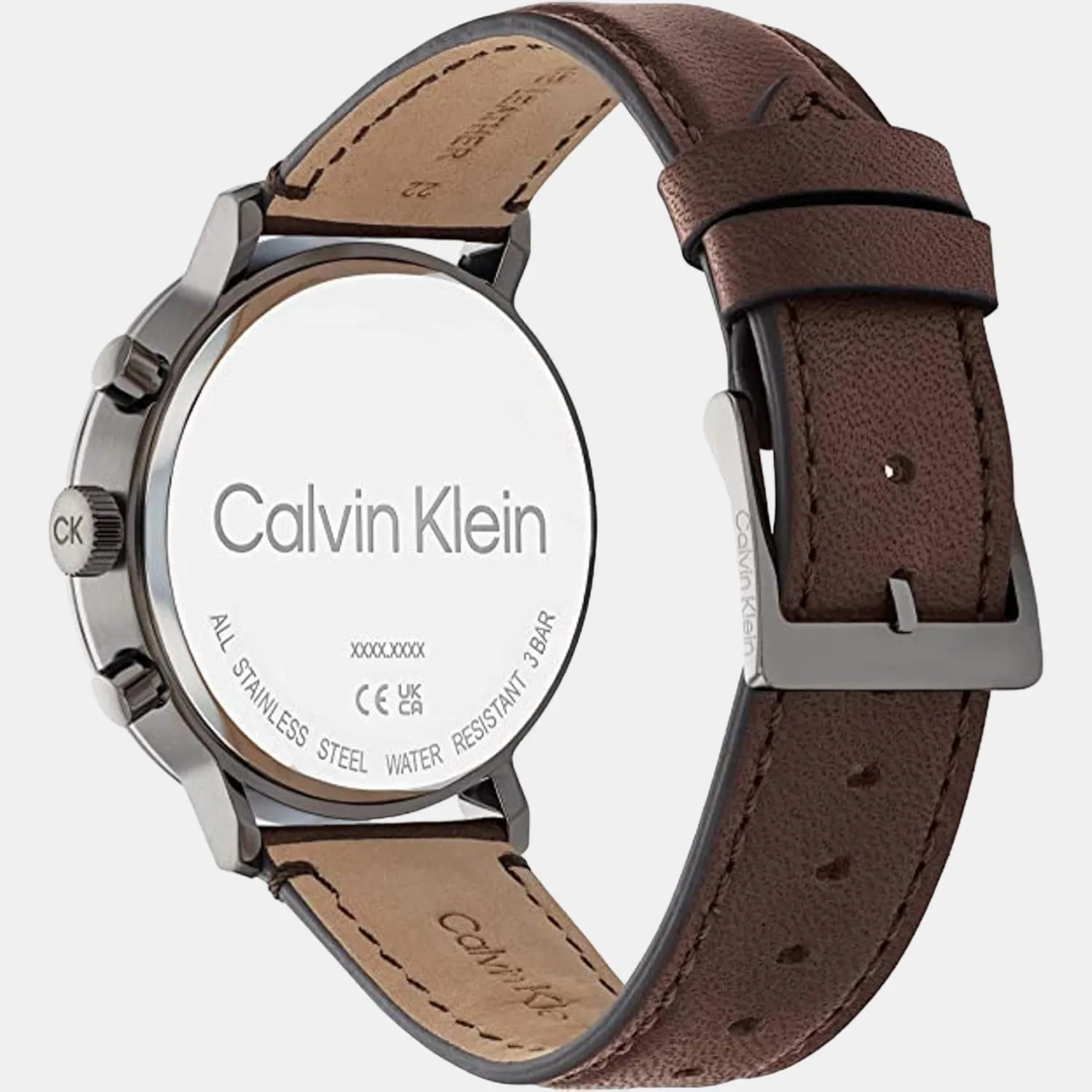 Men Grey Leather Chronograph Watch 25200110