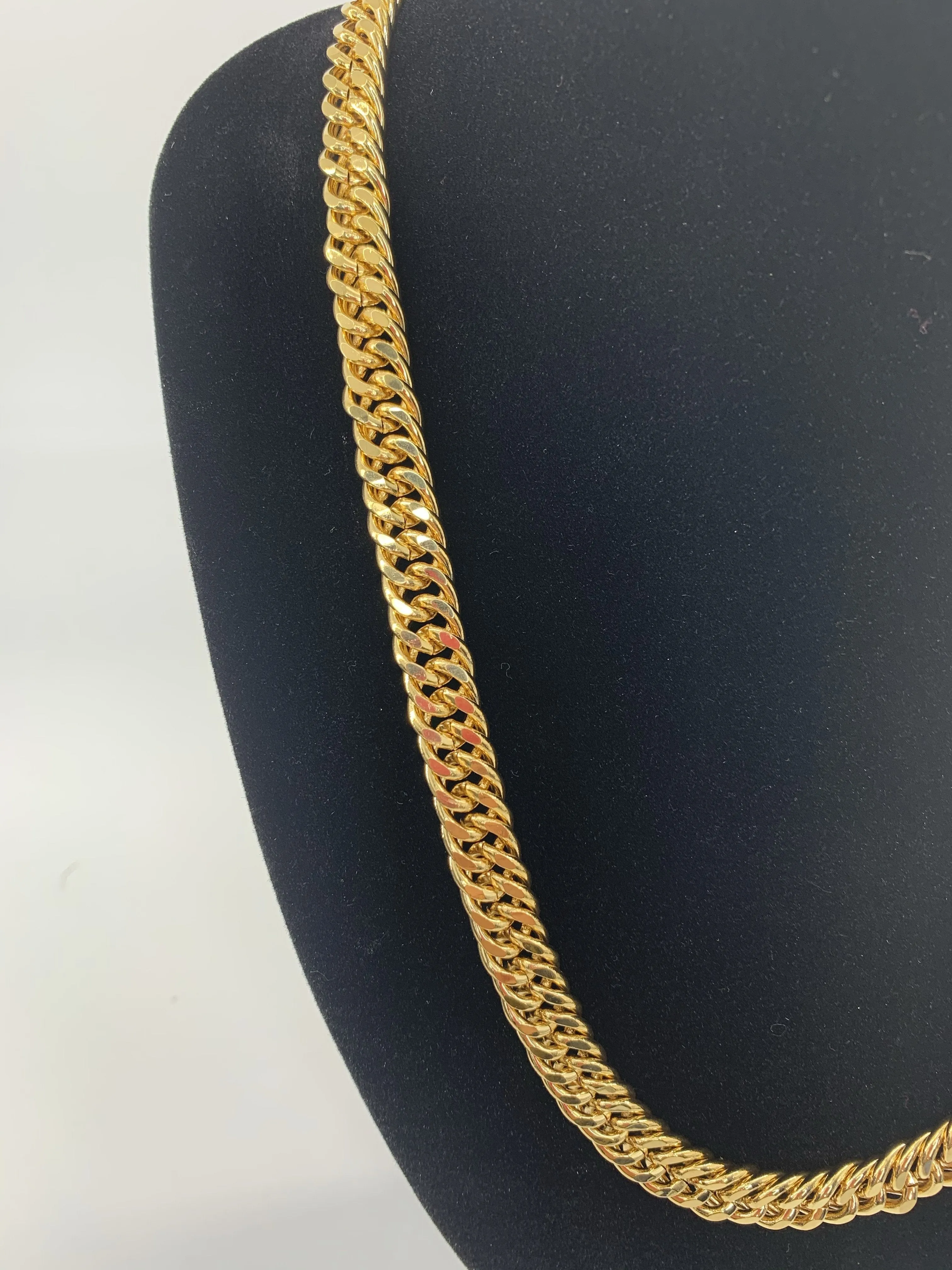 Men’s 18k gold double Miami Cuban link necklace and bracelet set